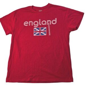 Brisco Brands Mens England Union Jack Flag Graphic T-Shirt‎ Red Large NEW